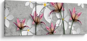 Tablou cu abstracție florală (cu ceas) (90x30 cm)