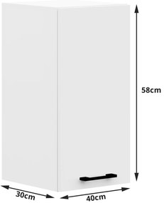 Dulap superior de bucătărie Ozara W40 H580 (alb). 1069134