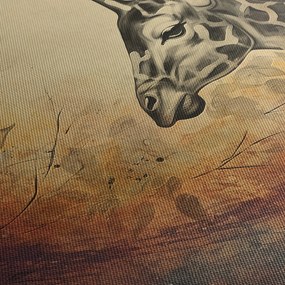 Tablou - Girafă, pictură (cu ceas) (90x30 cm)