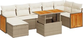 vidaXL Set canapele grădină cu perne 8 piese bej poliratan/lemn acacia