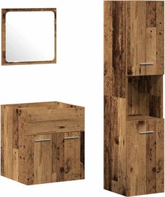 vidaXL Set de mobilier pentru baie 3 pcs Lemn Vechi Lemn compozit
