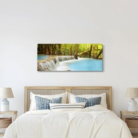 Tablou cu cascada Huai Mae Kamin în pădure (120x50 cm)