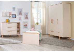 Șifonier de copii crem/în culoare naturală cu aspect de lemn de stejar 138x200x55 cm Jil – Roba