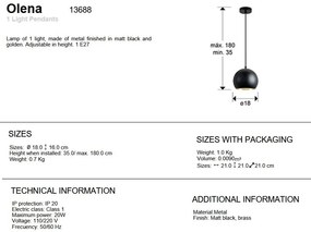 Pendul din metal negru cu auriu Olena 18cm