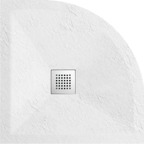 Cadita dus semirotunda Balneo Stone Tray din compozit 80x80 alb