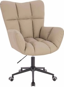 HR650K Scaun Crem Piele Ecologica Premium Soft cu Bază Neagră