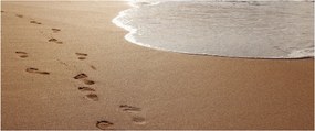 Tablou - urme în nisip și mare (120x50 cm)
