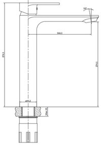 Baterie de lavoar Cersanit S951-335 CREA 27,4 cm nichel