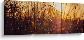 Tablou - Câmp la apus de soare (cu ceas) (90x30 cm)