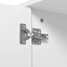 Bufet cu 4 uși, mânere și picioare din metal, spațiu mare de depozitare, 140x40x80 cm, Alb