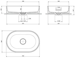 OMNIRES OVOUNBP - Lavoar pe blat OVO 55x36 cm dolomit alb lucios