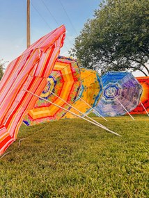 Umbrela de soare alb-albastru, SOLSTICE 180 cm