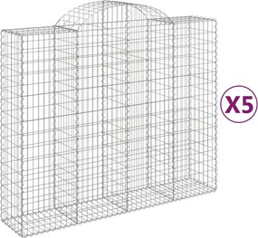 vidaXL Coșuri gabion arcuite 5 buc, 200x50x160/180 cm, fier galvanizat
