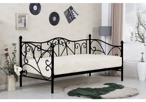 Pat / divan metal Sumatra negru - 90x200 cm
