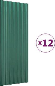 vidaXL Panouri de acoperiș 12 buc. oțel galvanizat verde 100x36 cm