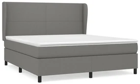 3127814 vidaXL Pat continental cu saltea, gri închis, 160x200 cm, țesătură