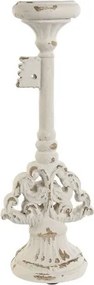 Sfeșnic vintage din rășină, în formă de cheie, 18 x 18 x 50 cm, alb antichizat, „Candle Holder Key"