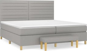 vidaXL Pat box spring cu saltea, gri deschis, 200x200 cm, textil
