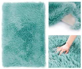 Covor din blana sintetica Culoare albastru, DOKKA SHAGGY Dimensiune: 75 x 120 cm