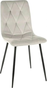 Scaun TOM, gri deschis/negru, stofa catifelata/metal, 45x39x91 cm