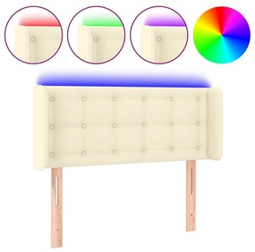 vidaXL Tăblie de pat cu LED, crem, 93x16x78/88 cm, piele ecologică