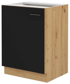 Dulap inferior de bucătărie Miraluna (Stejar artisan + Negru mat). 1062358