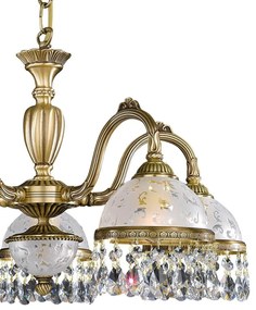 Candelabru 5 brate design clasic realizat manual din alama si Cristal Scholer 6200