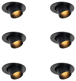 Set de 6 spoturi încastrate negre GU10 35mm rotunde înclinabile - Installa