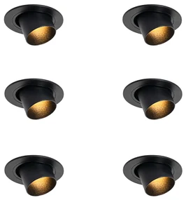 Set de 6 spoturi încastrate negre GU10 35mm rotunde înclinabile - Installa