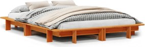 vidaXL Cadru pat fără saltea, maro ceruit, 120x200 cm, lemn masiv pin