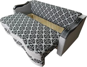 Canapea DIANA extensibila, 3 locuri, cu lada de depozitare, stofa gri cu negru , 220x100x80 Gri + Negru