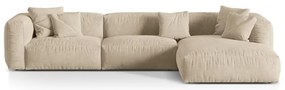 Colțar modular bej cu tapițerie din catifea (cu colț pe partea dreaptă/cu șezlong) Martina – Micadoni
