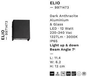 Aplica LED exterior iluminat sus si jos IP65 ELIO antracit