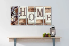Tablou 5-piese litere HOME
