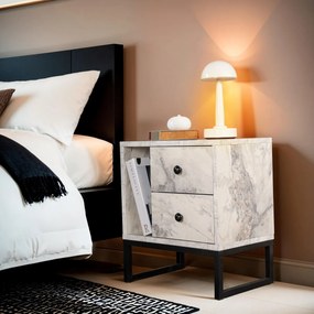 Măsuță de noptieră Glimmer Fressia Marble Black