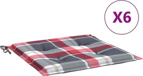vidaXL Perne de scaun carouri roșii, 6 buc., 50x50x4 cm, textil Oxford