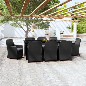 3099534 vidaXL Set mobilier de grădină cu perne, 9 piese, negru