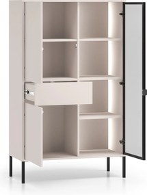 Vitrină înaltă cu sertar și iluminare Harmona 92 cm - cașmir