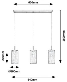 Lustră pe cablu 3xE14/25W/230V Rabalux