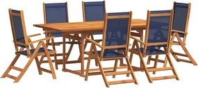 vidaXL Set mobilier de grădină, 7 piese, lemn masiv acacia/textilenă