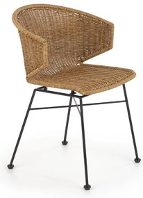 Scaun de bucaterie Besant, ratan / negru