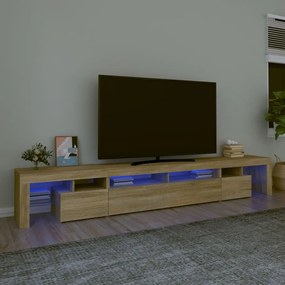 Comoda TV cu lumini LED, stejar sonoma,260x36,5x40cm 1, Stejar sonoma, 260 x 36.5 x 40 cm