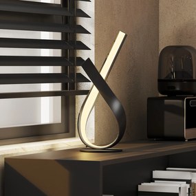HOMCOM Lampă de masă design contemporan - lampă de masă design în spirală - dim. 21L x 15l x 43H cm - aluminiu negru LED alb cald | Aosom Romania