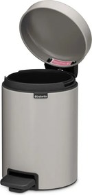 Cos de gunoi cu pedala Brabantia NewIcon 1010433, 3 l, Inchidere lenta, Baza antiderapanta, Gri deschis