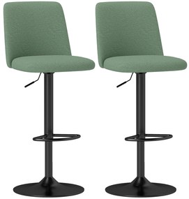 HOMCOM Lot de 2 taburete de bar pivotante căptușite cu înălțime reglabilă, cu spătar și suport pentru picioare, verde | Aosom Romania