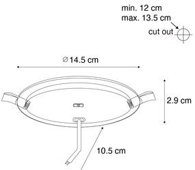 Set de 6 spoturi încastrate albe 14,5 cm, inclusiv LED, reglabile în Kelvin cu comutator DIP - Stephanie