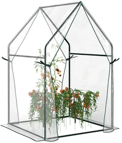 Outsunny Mini Sera Portabila 90x90x145cm cu 2 Usi cu Fermoar Transparent pentru Interior Exterior | Aosom Romania
