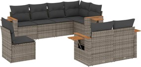 vidaXL Set canapele de grădină cu perne, 8 piese, gri, poliratan