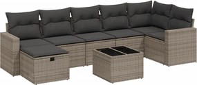 vidaXL Set canapele de grădină cu perne, 8 piese, gri, poliratan