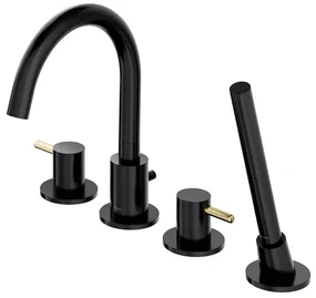 Baterie cada - dus Omnires Y 4 orificii negru - auriu cu set de dus